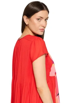 Plisseekleid mit Blütendruck