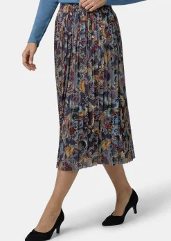 Plisseerock mit Paisley-Muster in Midi-Länge