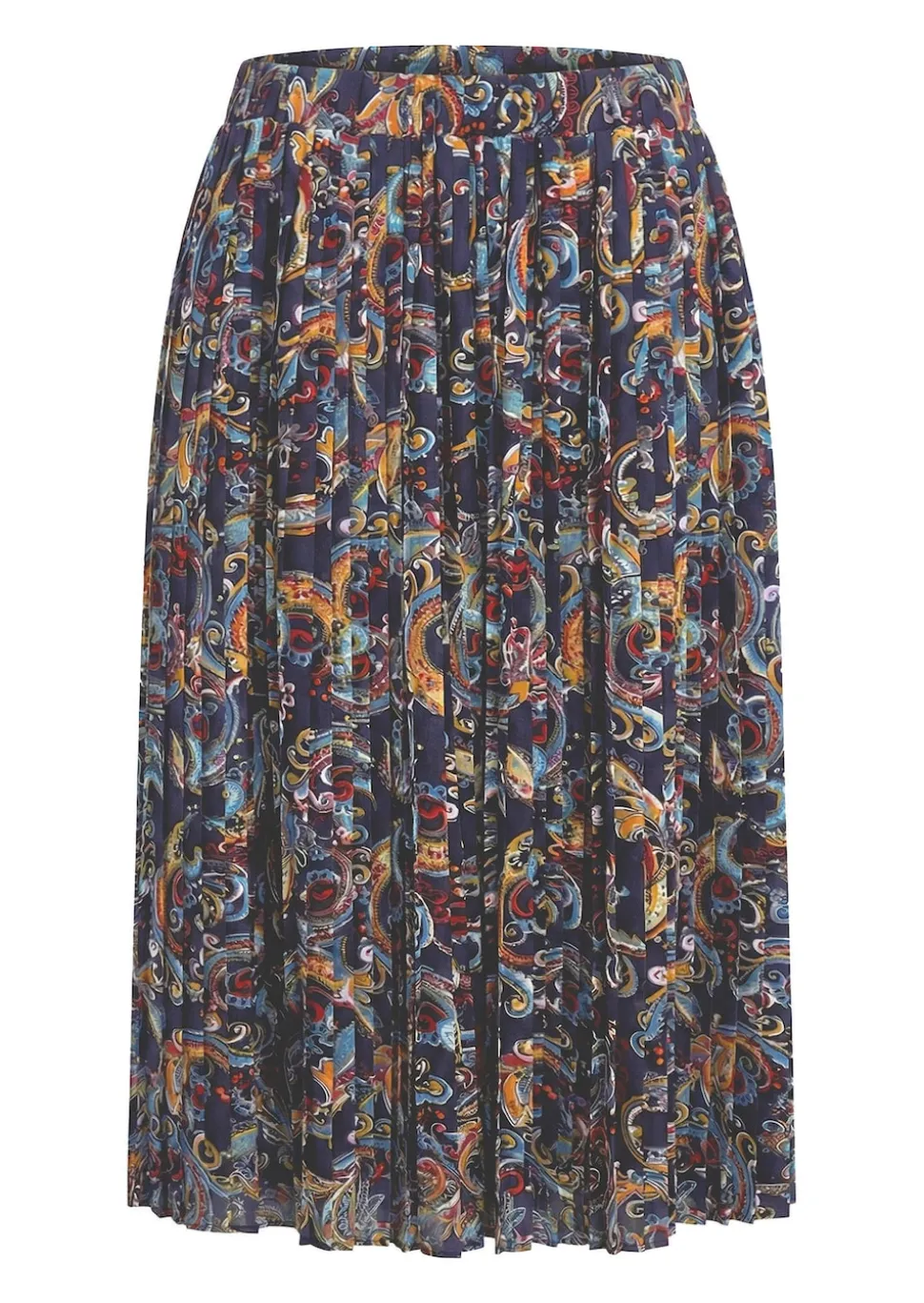 Plisseerock mit Paisley-Muster in Midi-Länge
