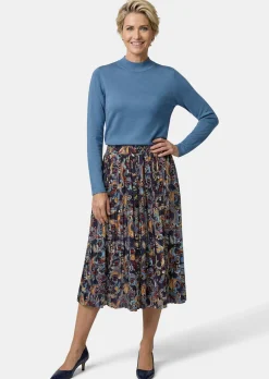 Plisseerock mit Paisley-Muster in Midi-Länge