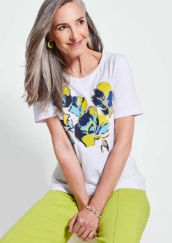 Printshirt mit Stickerei