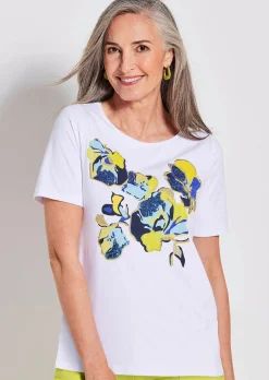 Printshirt mit Stickerei