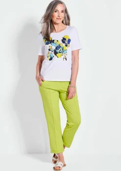 Printshirt mit Stickerei