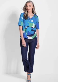 Printshirt mit Wasserfallausschnitt