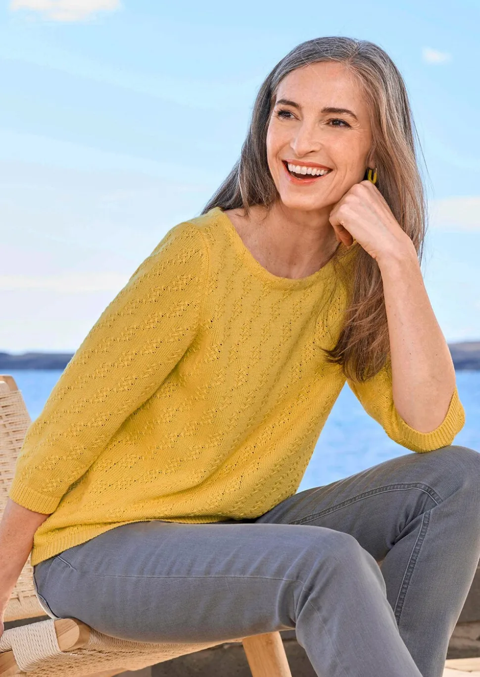Pullover aus Baumwolle mit 3/4-Ärmeln