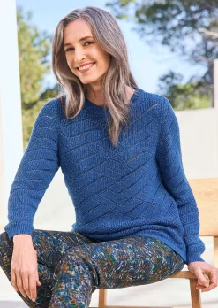 Pullover mit Ajour und Rippenstrick