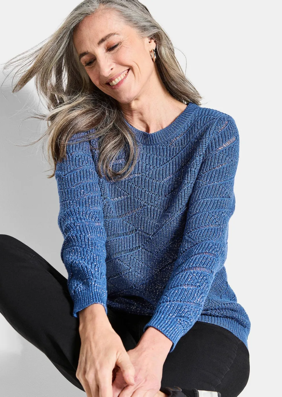 Pullover mit Ajour und Rippenstrick