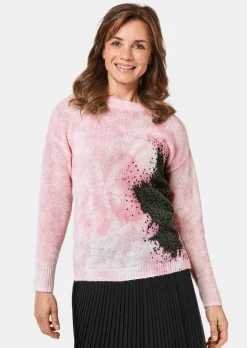 Pullover mit femininem Druck und Pailletten