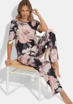 Pyjama mit großem Blütendruck