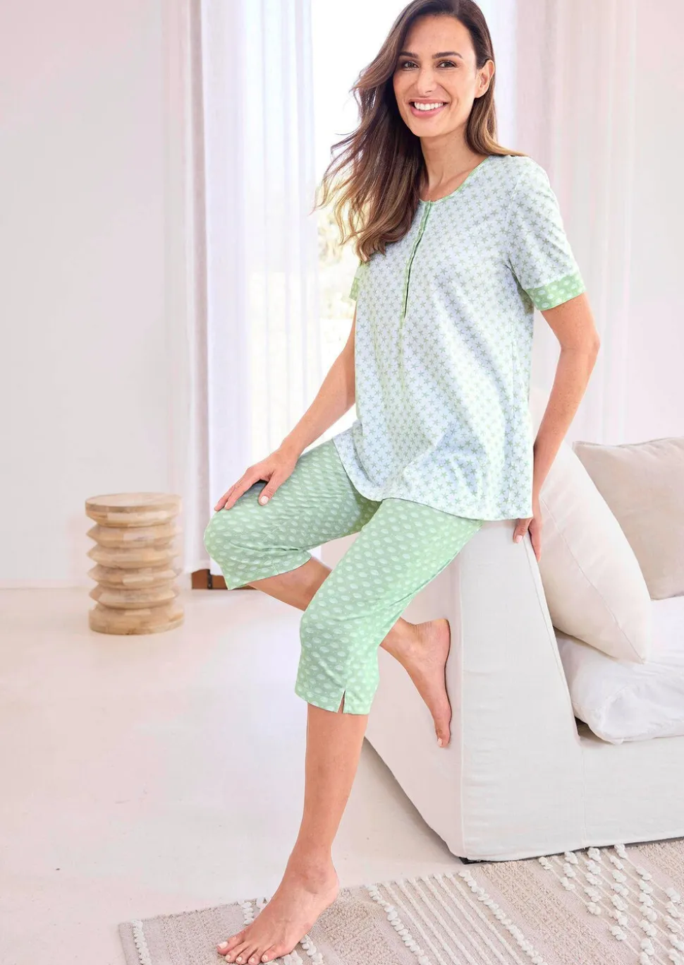 Pyjama mit Halbarm und 3/4-Hose
