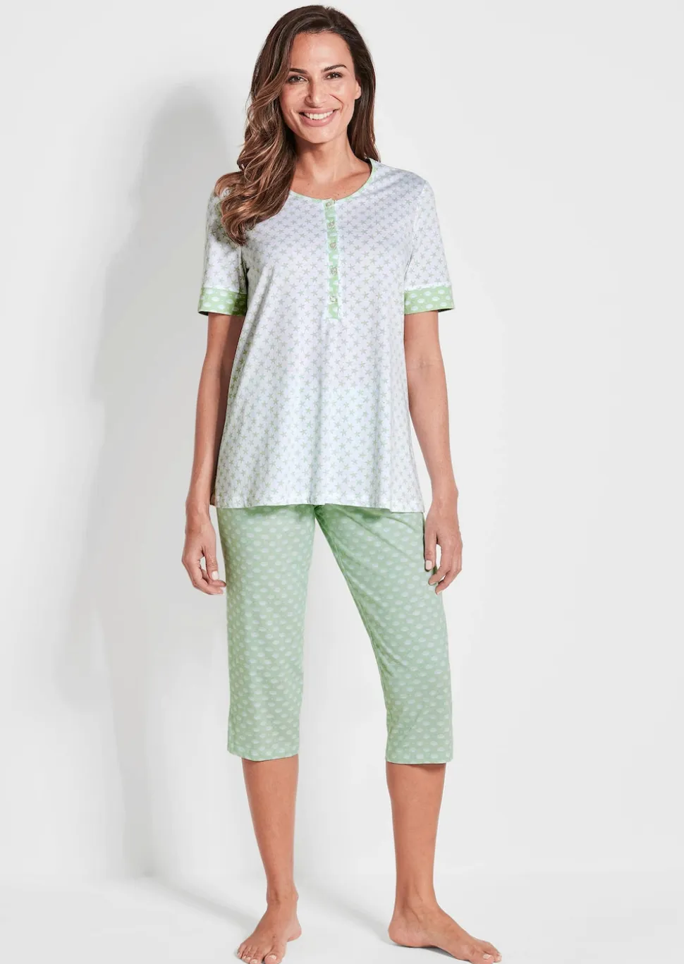Pyjama mit Halbarm und 3/4-Hose