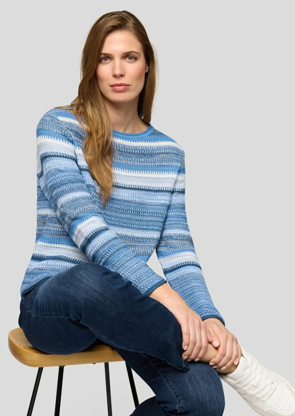 Ringelpullover in Strukturstrick