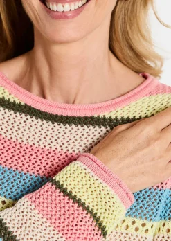 Ringelpullover mit Lochmuster