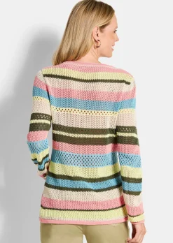Ringelpullover mit Lochmuster
