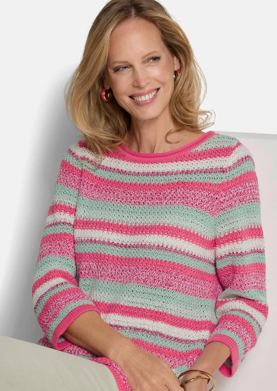 Ringelpullover mit U-Boot-Ausschnitt