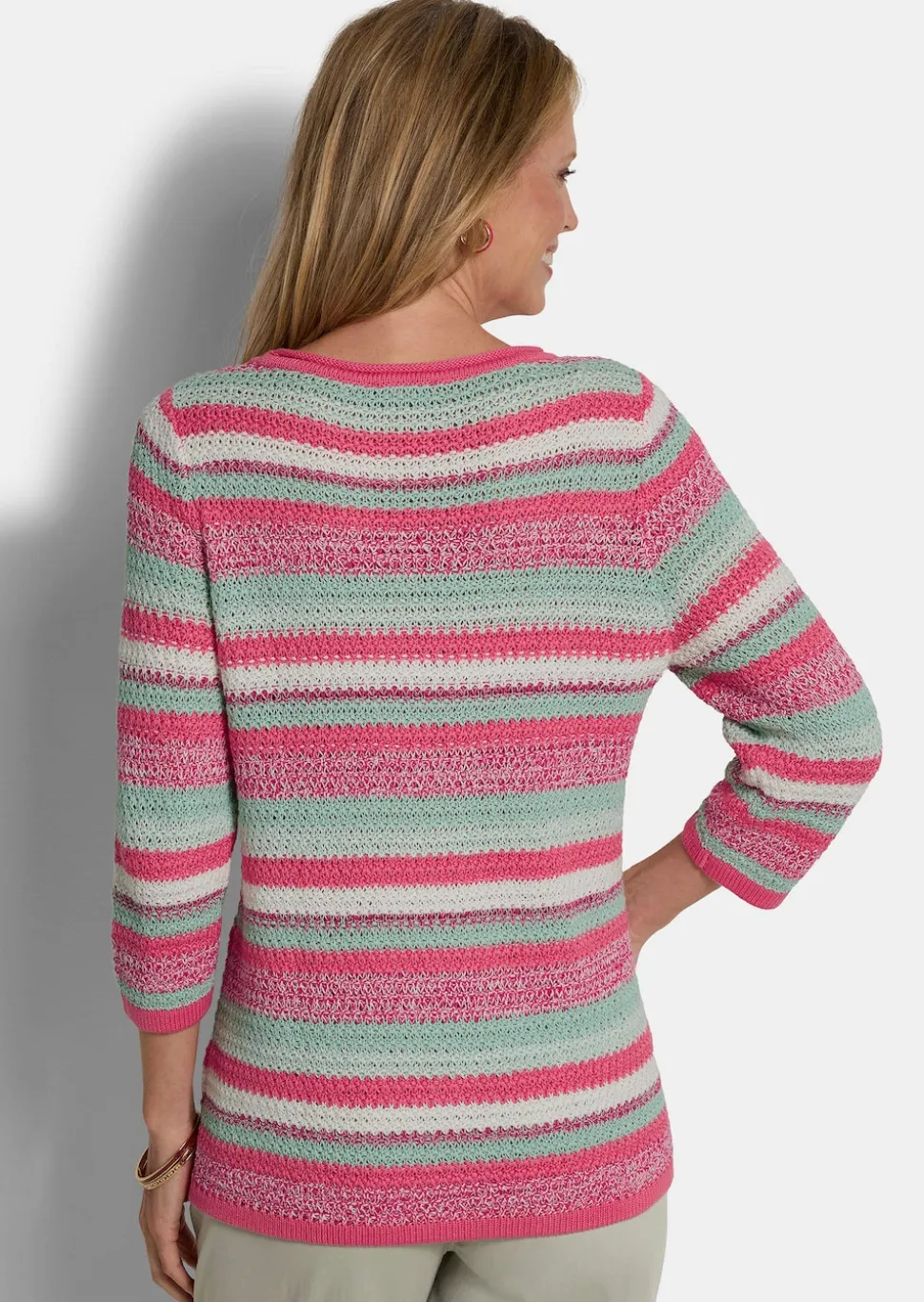 Ringelpullover mit U-Boot-Ausschnitt