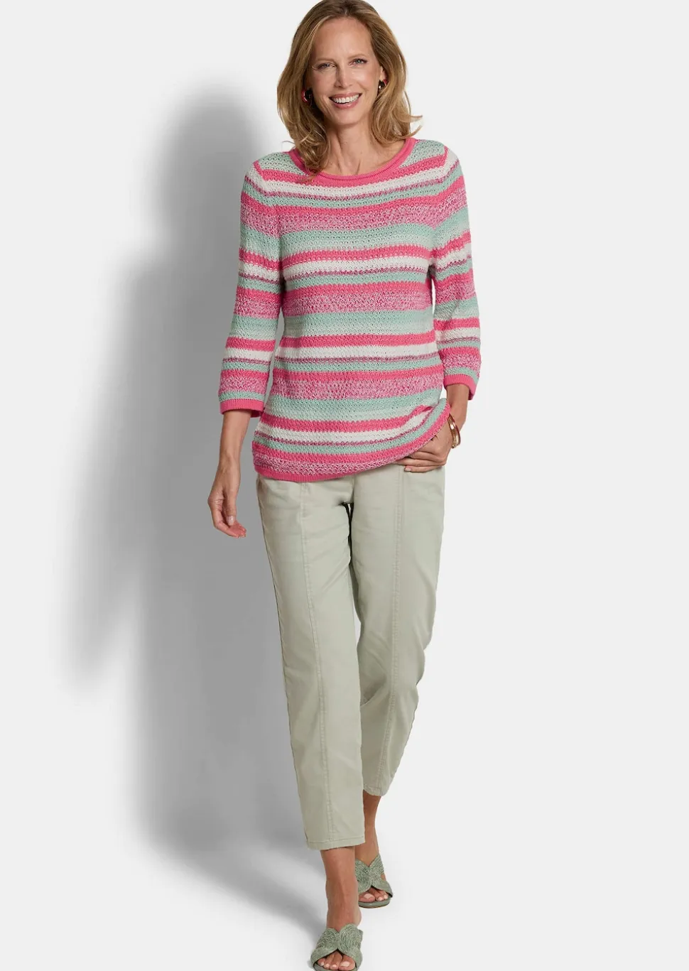 Ringelpullover mit U-Boot-Ausschnitt