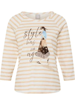 Ringelshirt aus Baumwolle mit Motivdruck