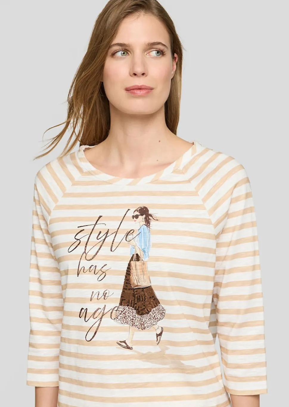 Ringelshirt aus Baumwolle mit Motivdruck