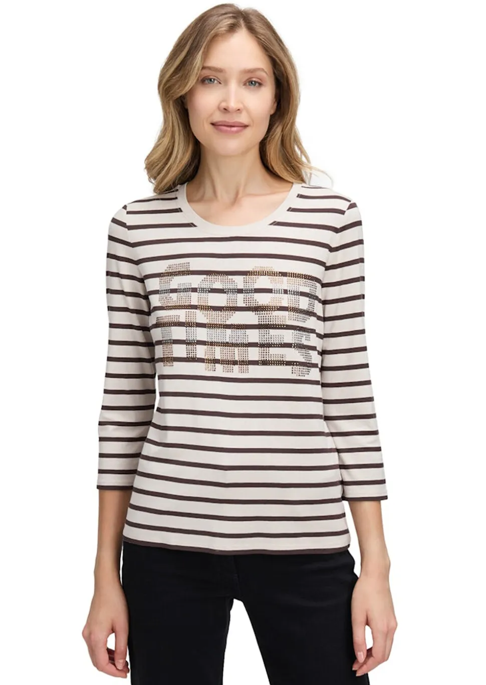 Ringelshirt mit Glitzerdruck