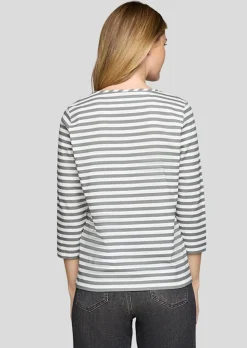 Ringelshirt mit glitzerndem Frontprint