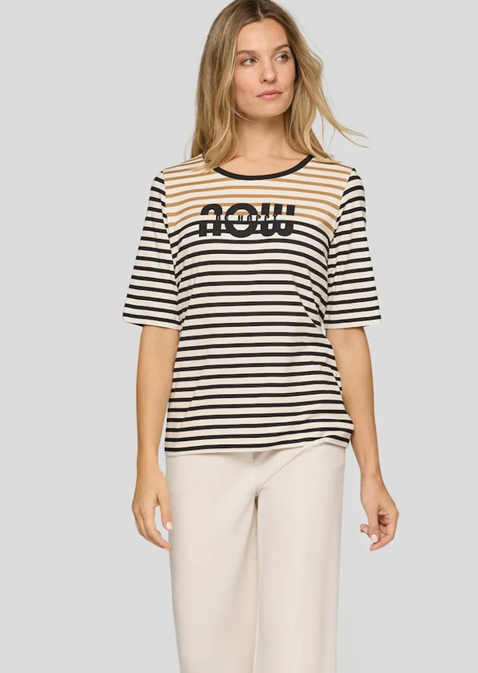 Ringelshirt mit Glitzer-Schriftzug