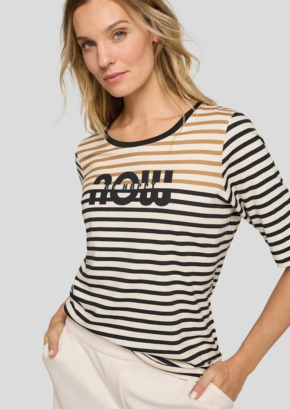 Ringelshirt mit Glitzer-Schriftzug