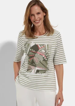 Ringelshirt mit grafischem Frontprint