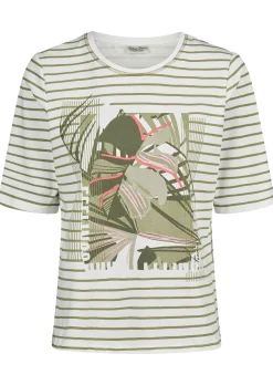 Ringelshirt mit grafischem Frontprint