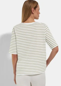 Ringelshirt mit grafischem Frontprint