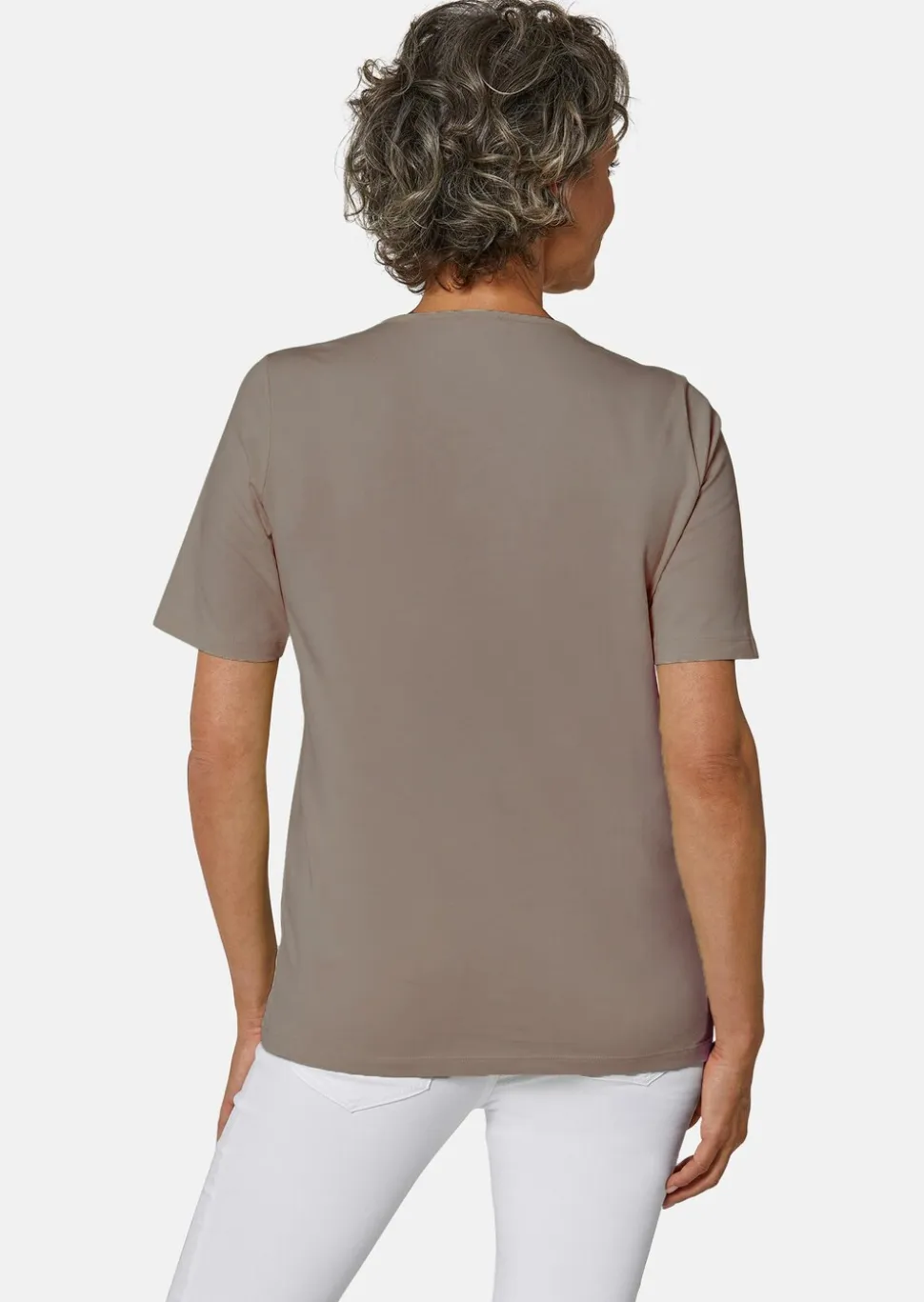 Rundhalsshirt mit Häkelspitze
