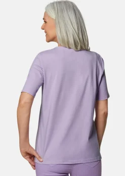 Rundhalsshirt mit Häkelspitze