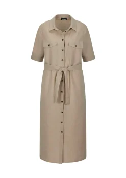 Safarikleid aus Baumwolle und Leinen