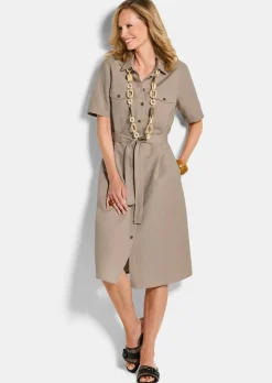 Safarikleid aus Baumwolle und Leinen