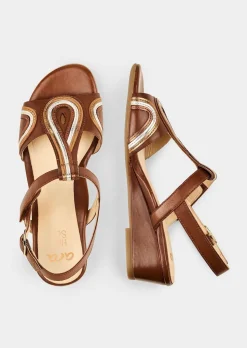 Sandalen aus Leder mit Keilabsatz