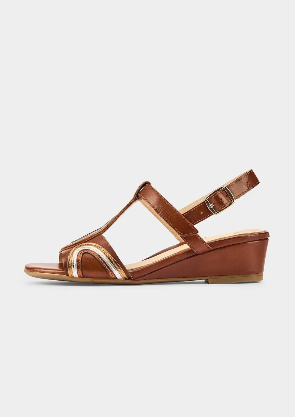 Sandalen aus Leder mit Keilabsatz