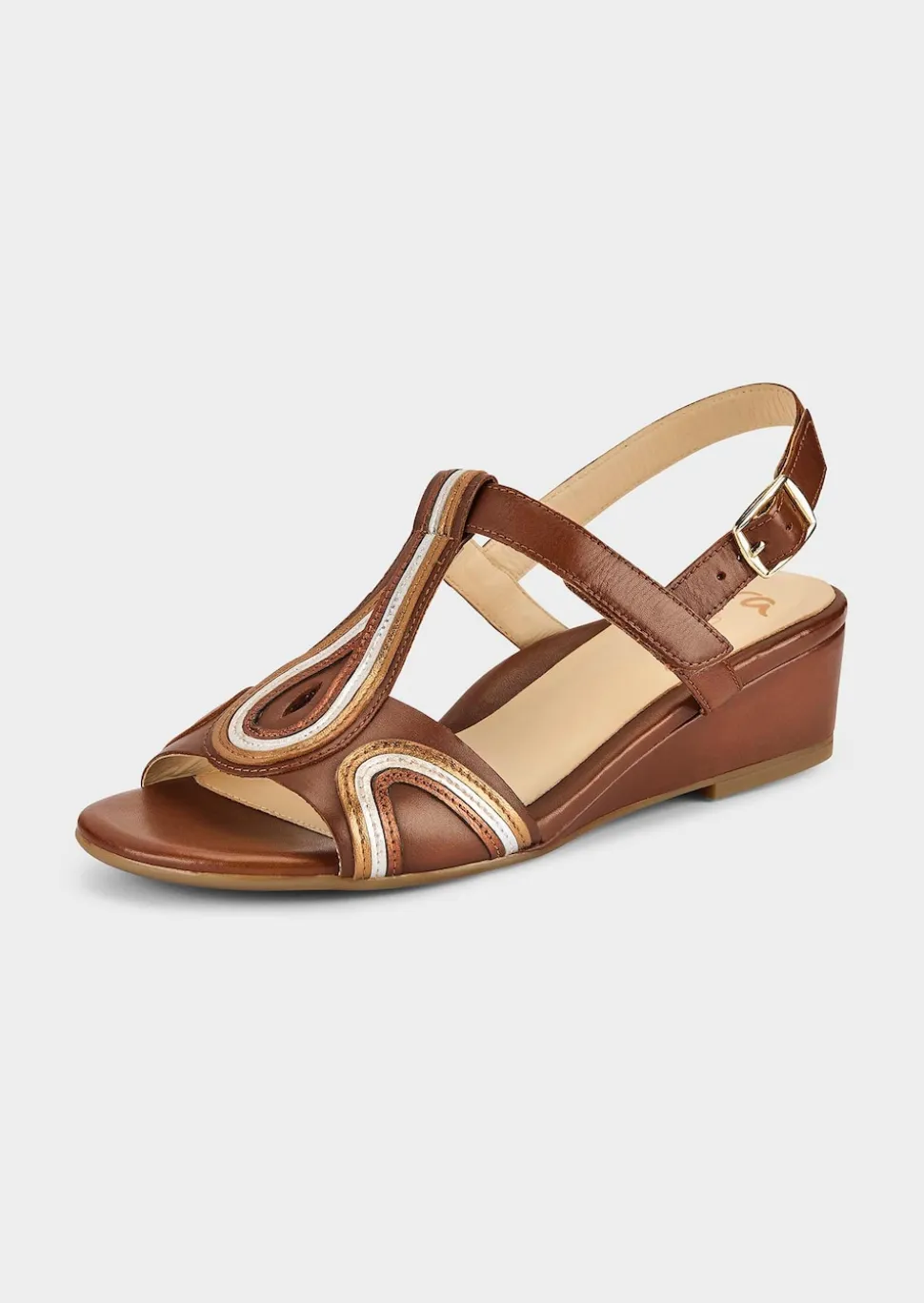 Sandalen aus Leder mit Keilabsatz