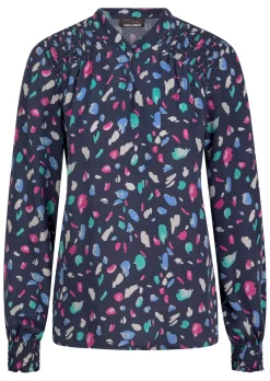 Satin-Bluse mit Smok-Details