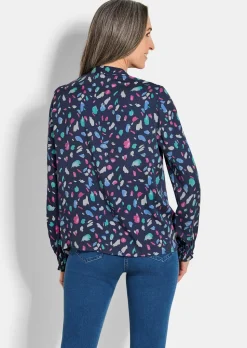 Satin-Bluse mit Smok-Details