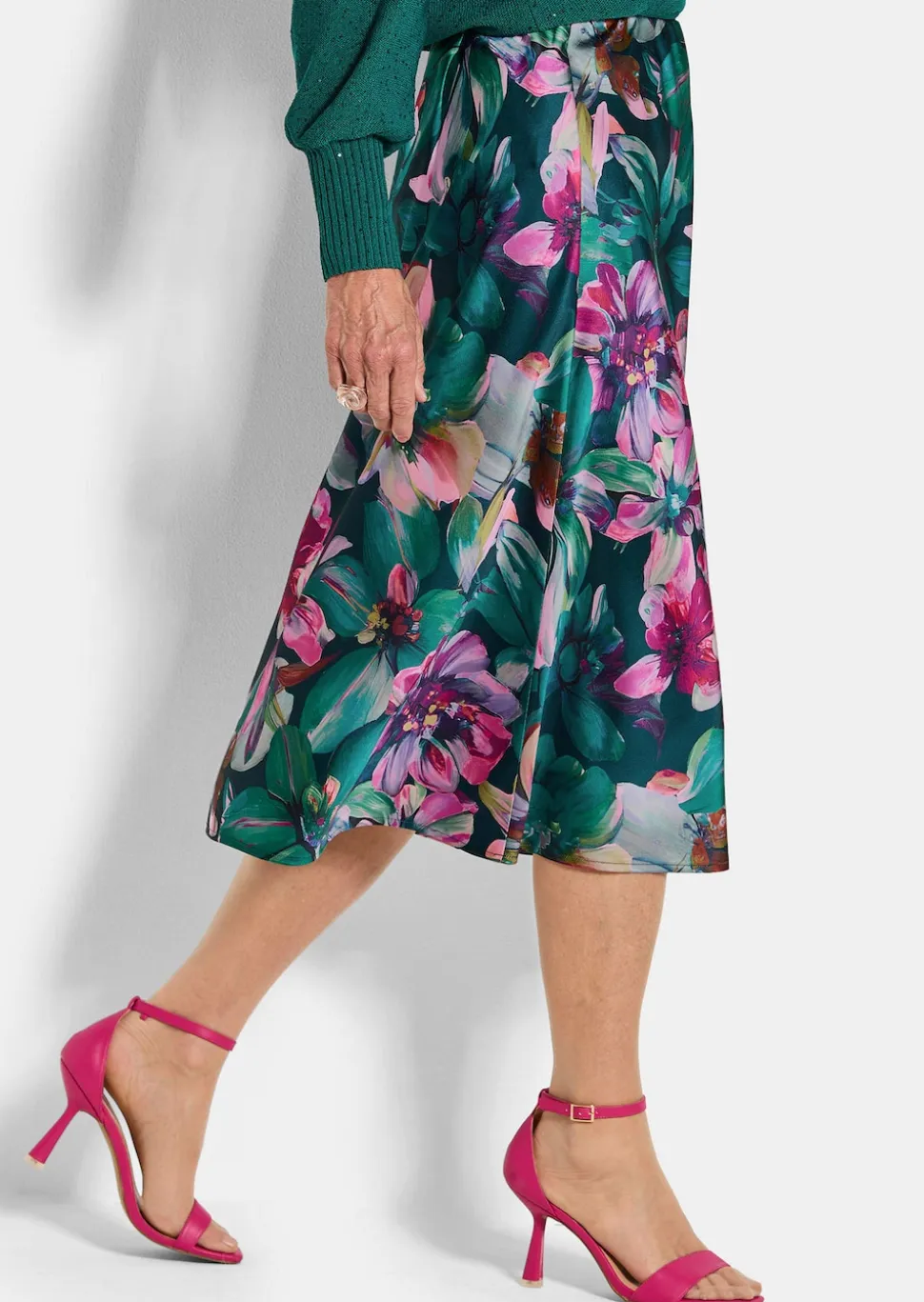 Satinrock mit Blumenmuster