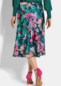 Satinrock mit Blumenmuster
