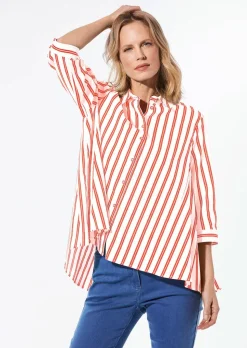 Schlichte Baumwoll-Bluse mit 3/4-Arm
