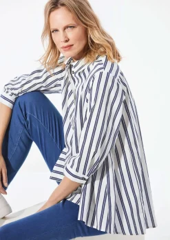 Schlichte Baumwoll-Bluse mit 3/4-Arm