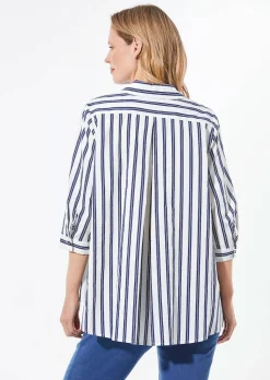 Schlichte Baumwoll-Bluse mit 3/4-Arm