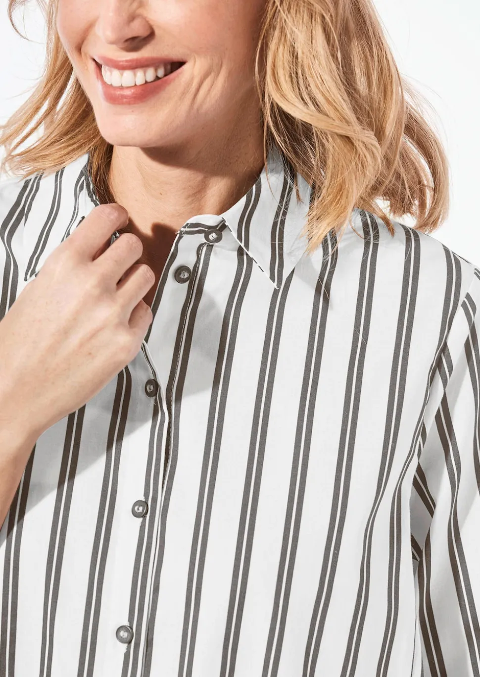Schlichte Baumwoll-Bluse mit 3/4-Arm