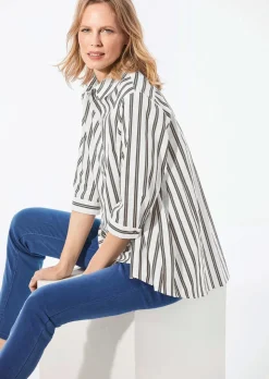 Schlichte Baumwoll-Bluse mit 3/4-Arm