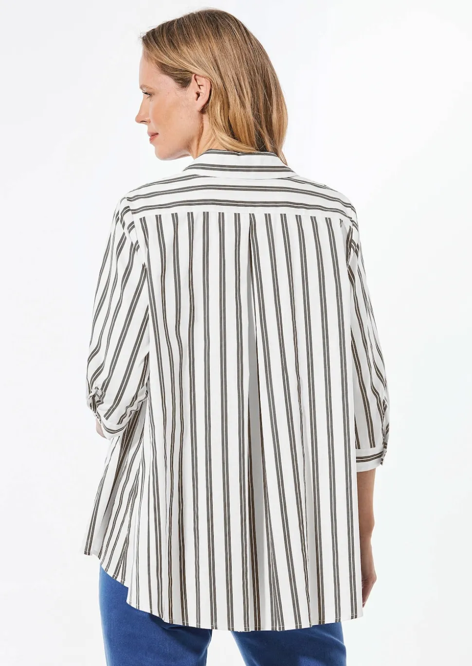 Schlichte Baumwoll-Bluse mit 3/4-Arm