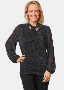 Schluppenbluse aus schimmernder Plisseeware
