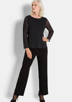 Shirt aus Mesh mit Glitzersteinen