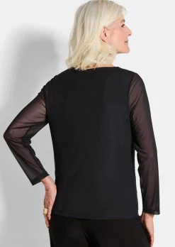 Shirt aus Mesh mit Glitzersteinen